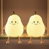 Cute Smile Pear Shape Silicone Led Night Light Usb Charging Color-changing Eye Protective Bedside