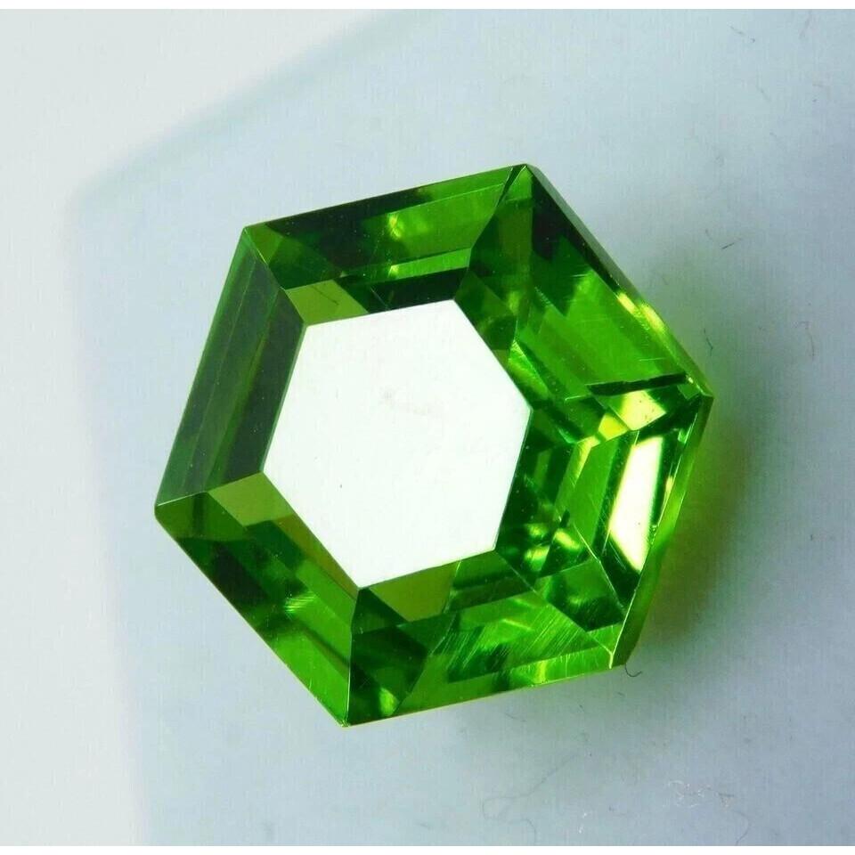 Certified Natural Peridot Green Fancy Hexagon Cut 10+ Ct Fabulous Gemstone