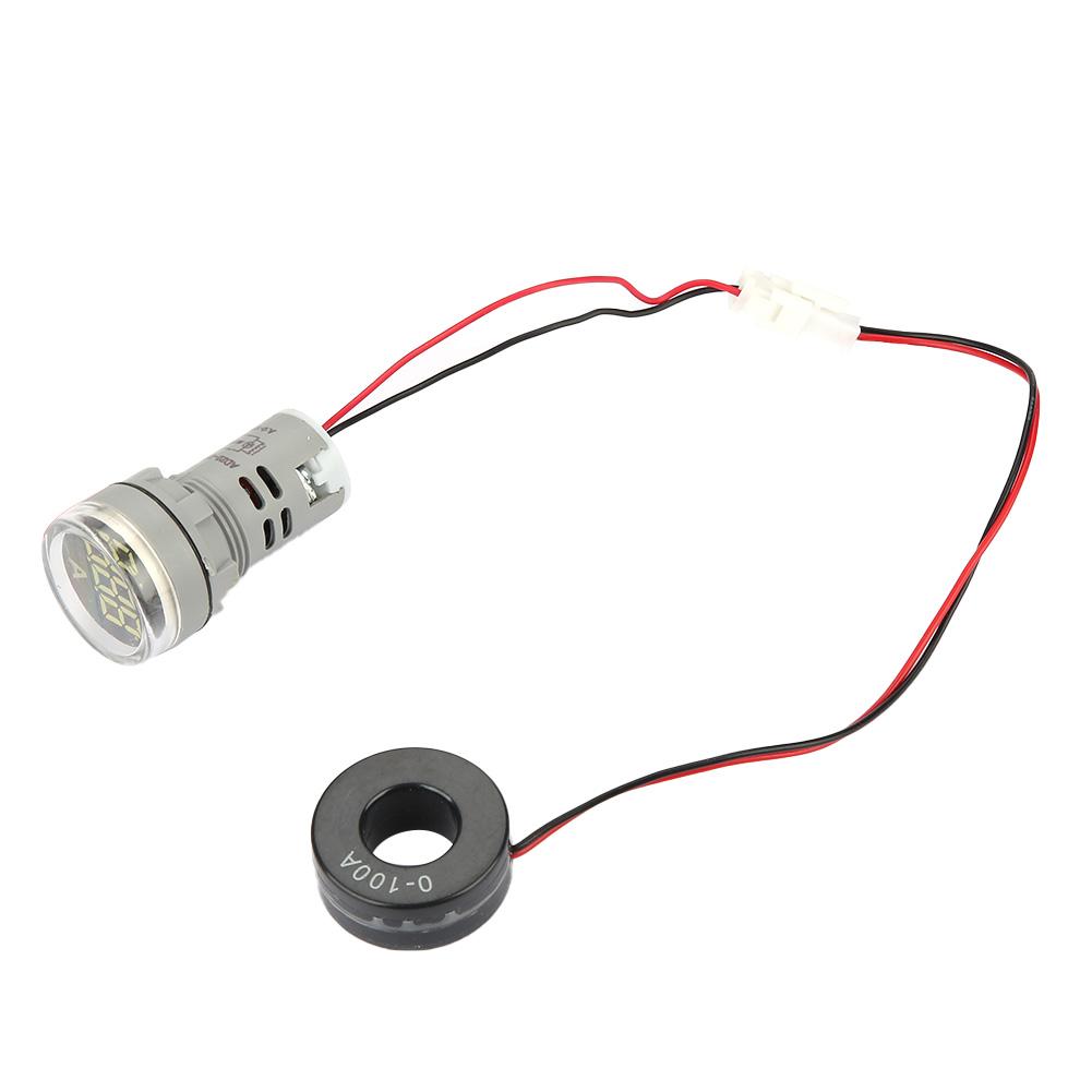 

0100A Digital Ammeter AC Current Meter Indicator LED Round Lamp Light Signal(White)