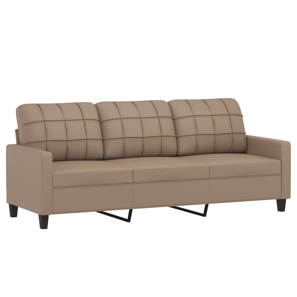 Vidaxl 3-Cz. Living Room Set with Cushions, Cappuccino, Eco-Leather