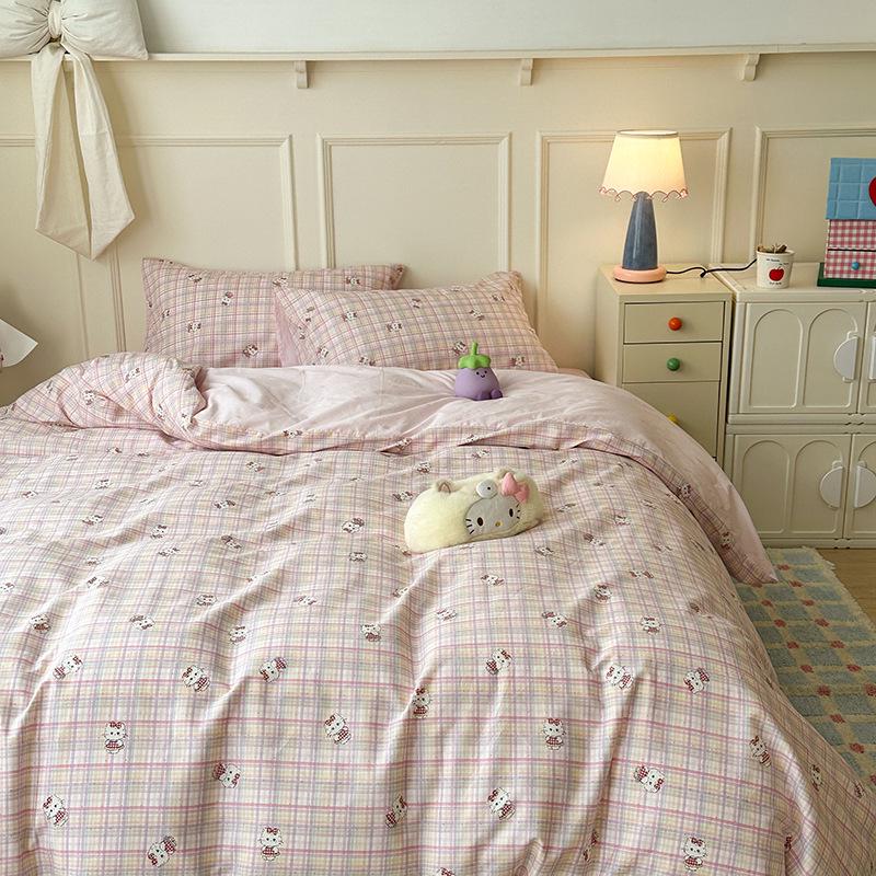 Skin-Friendly Striped Cotton Bedding Set - Fresh Style, 100% Pure Cotton, A-Class Quality, Four-Piece Set for Spring/Summer