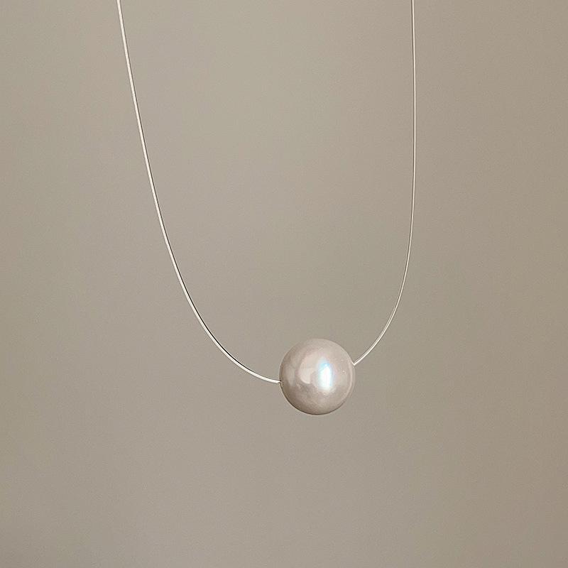 Minimalistische Zirkon- & Perlen-Anhänger Angelsehne Halskette - Damen Luxus Choker Kette