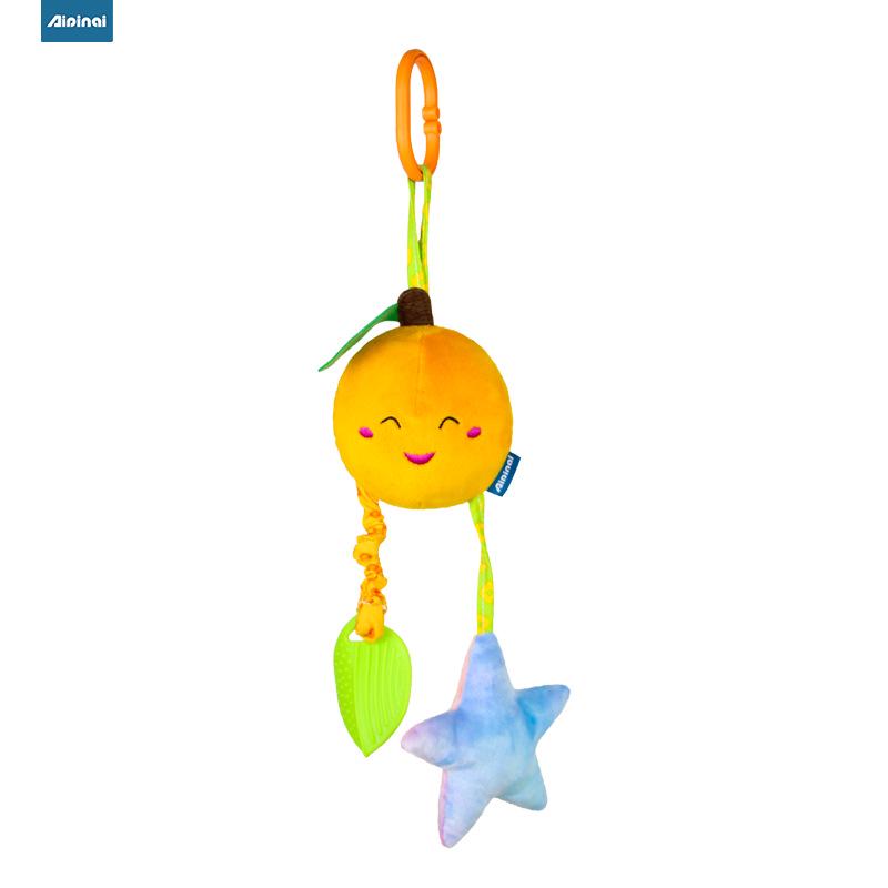 Cartoon Stroller & Crib Hanging Plush Pull Bell for Early Education