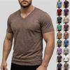 Men's Casual -color Elastic Fabric Short-sleeved Round-neck Top
