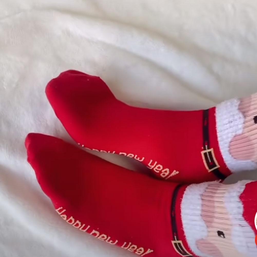 5Pairs Comfortable Cotton Christmas Sock Ornament Christmas Party Children Adult Gift Santa Reindeer Pattern Xmas New Year Decor