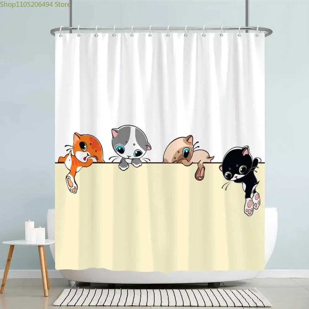 Kids Cartoon Animal Shower Curtain Funny Letters Blue Watercolour Fish Polyester Fabric Washable Shower Curtains Bathroom Deco