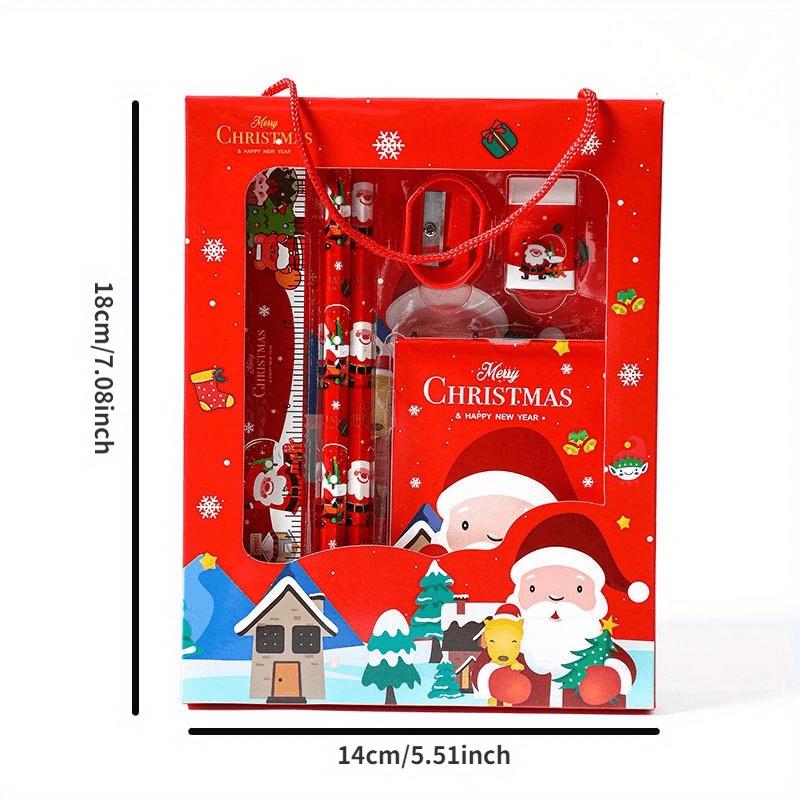 4 Sets/24 Stück Weihnachtliche Schreibwaren-Geschenksets, Tragbare Schulmaterialien für Feiertags-Geschenkaktionen, Wettbewerbspreise, Papier-Material