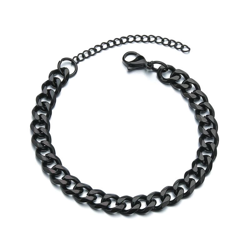 Men's Polished Six-Sided Cuban Chain Bracelet - Stainless Steel Hip-Hop Style