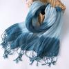 Gradual Change Color Hanging Dye Scarf Japanese Literary And Artistic Versatile Temperament Fringed Hemp Silk Scarf Women Solid Color Linen Scarf