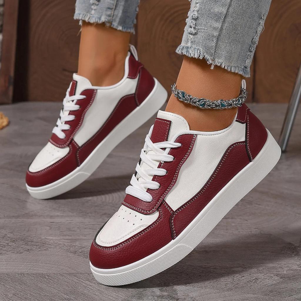 Fashion Womens Walking Shoes Platform Soles Skateboard Shoe Comfortable Fashion Women Tennis Sneakers Color-blocked