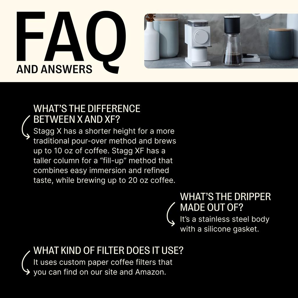 Fellow Stagg Pour-Over Dripper, High-Performance Coffee Dripper with Insulated Stainless Steel Construction and Paper Filter (XF Size)