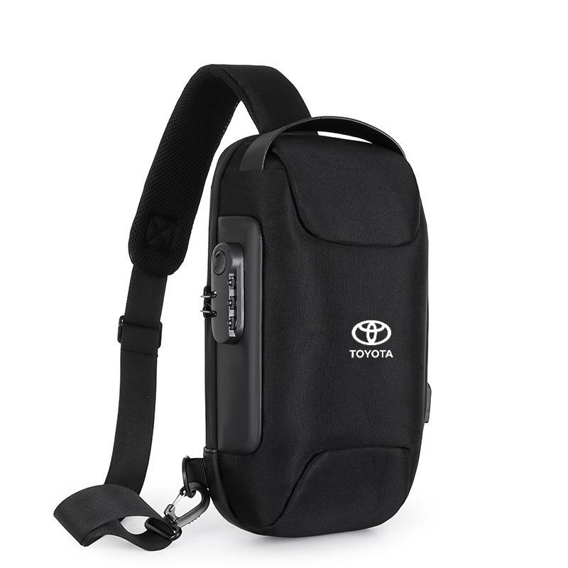 

New Car Storage Bag Crossbody Backpack Shoulder Chest Pouch Anti-theft Lock USB Charging for Toyota Camry Chr Corolla Rav4 Prius