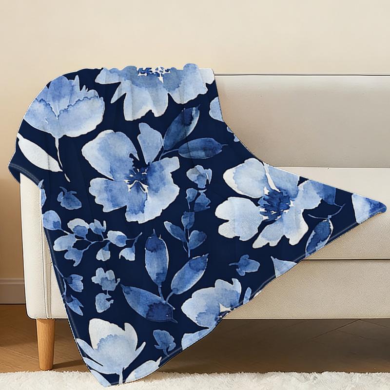 Lightweight Watercolor Floral Fleece Blanket Soft, Warm & Cozy, Perfect for Home Couch, Car, Halloween & Christmas Use