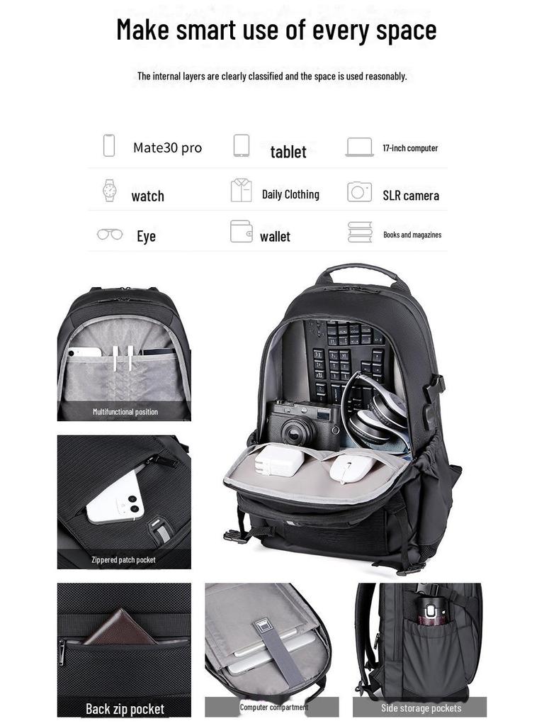 High-End Fashion Backpack: Lightweight, Waterproof, Unisex, Travel & Commuter Bag with Laptop Compartment