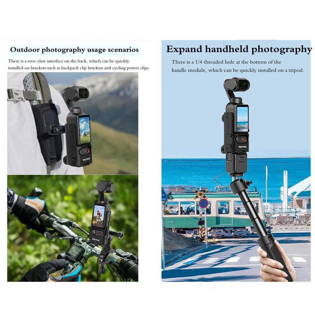 Camera Expansion Adapter for DJI Osmo Pocket 3, Protective Cage Cold Shoe Port Handle Mount Cage Bracket Adapter Housing Frame