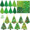 24 Sets Christmas Tree DIY Craft Kit - Create Your Own Holiday Greeting Cards with Stickers, Perfect for Xmas Party Kids Gift