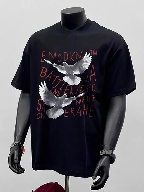 2025 American Style Heavy Cotton Casual TShirt for Men and Women Loose Fit  Short Sleeve Streetwear Couple Shirt Without Cap