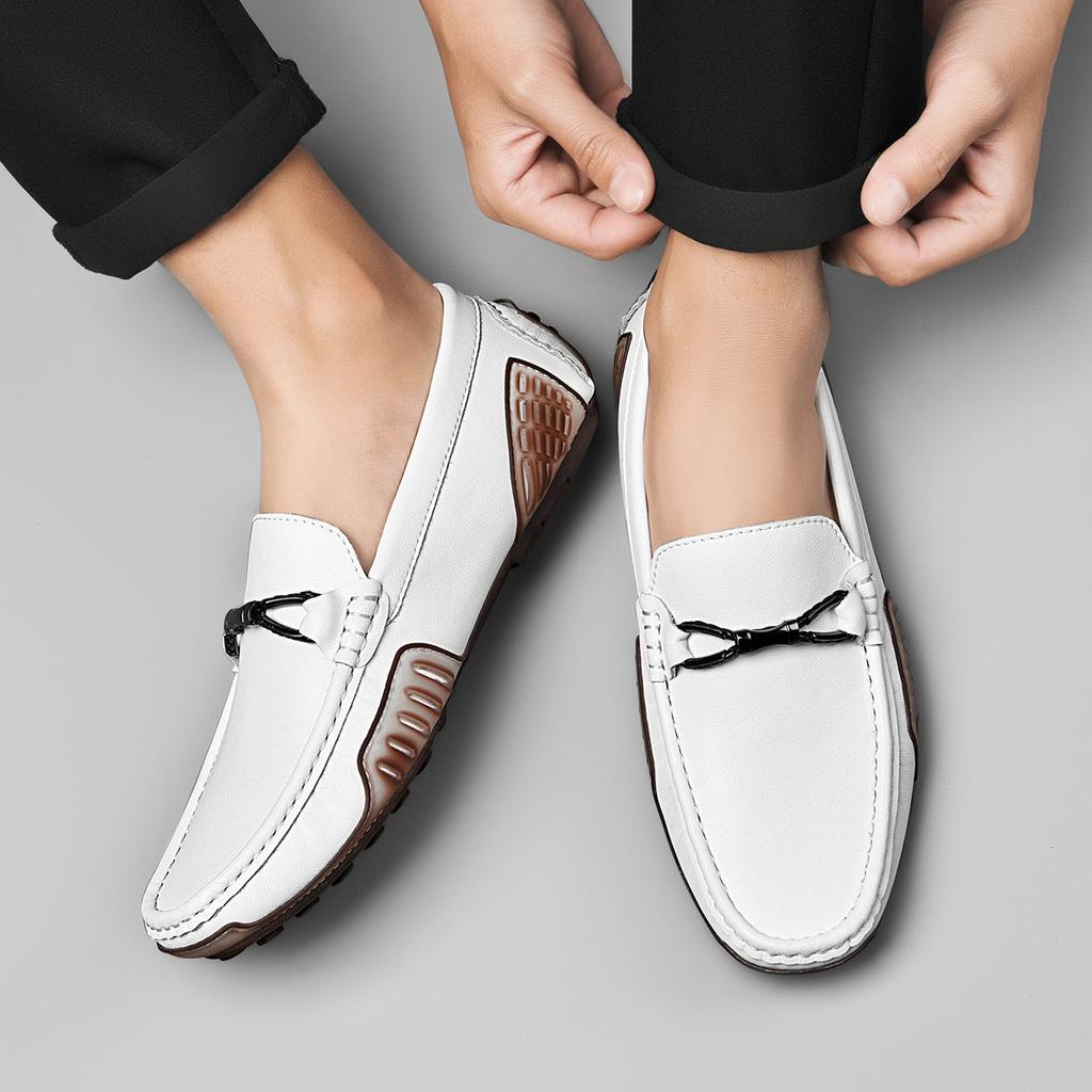 Elegantes Style Mens Casual Shoes Spring Summer Men Loafers Real Leather Moccasins Breathable Men Slip On Boat Shoes Drive Flats