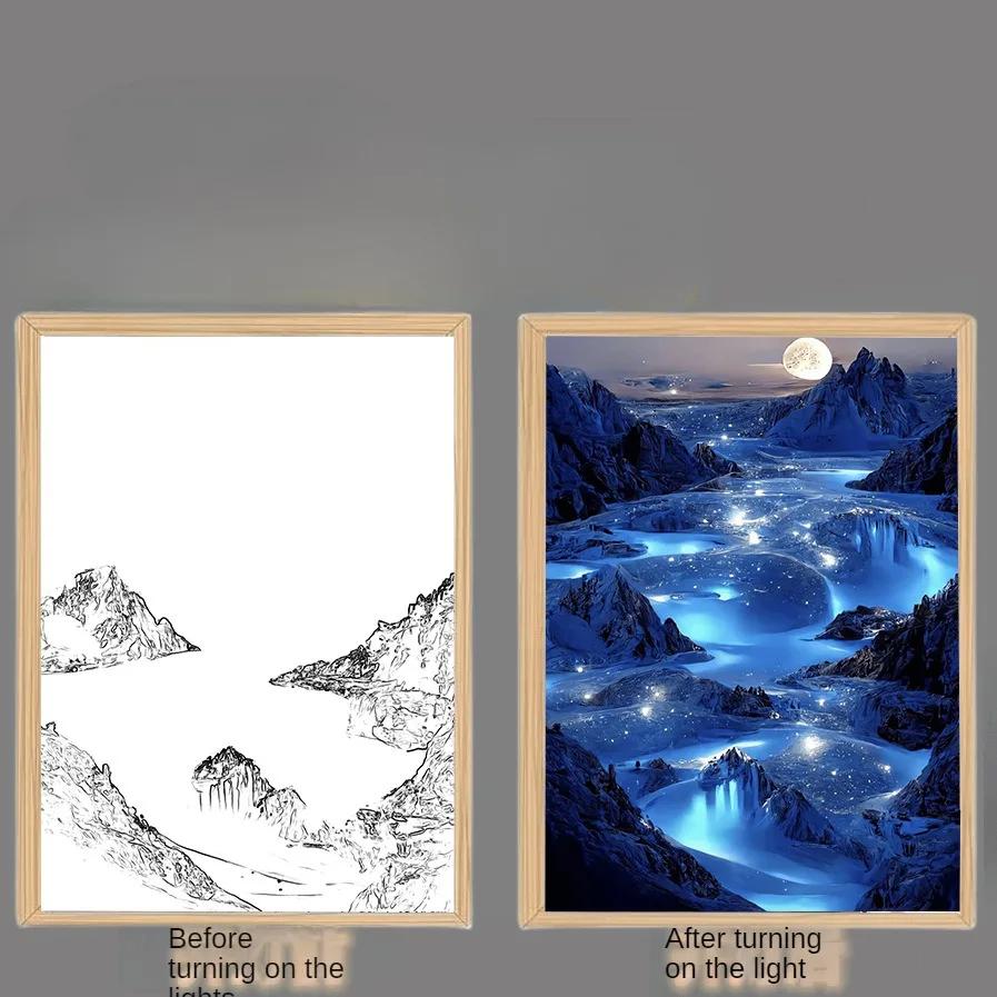 

Авангардный световой рисунок ночник прикроватный орнамент креативная декоративная люминесцентная картина вставка сменная картина 31x22cm
