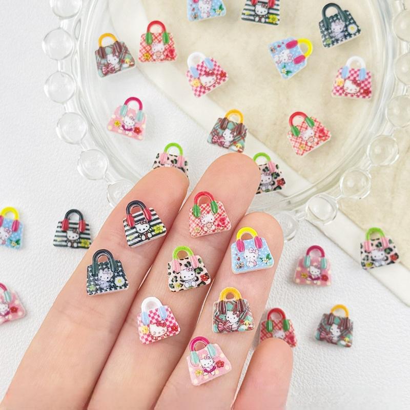 

60 Pieces Of Mixed Nail Resin Cartoon Cute Cat Bag Charm Rhinestone Diy Nail Art Crafts A42