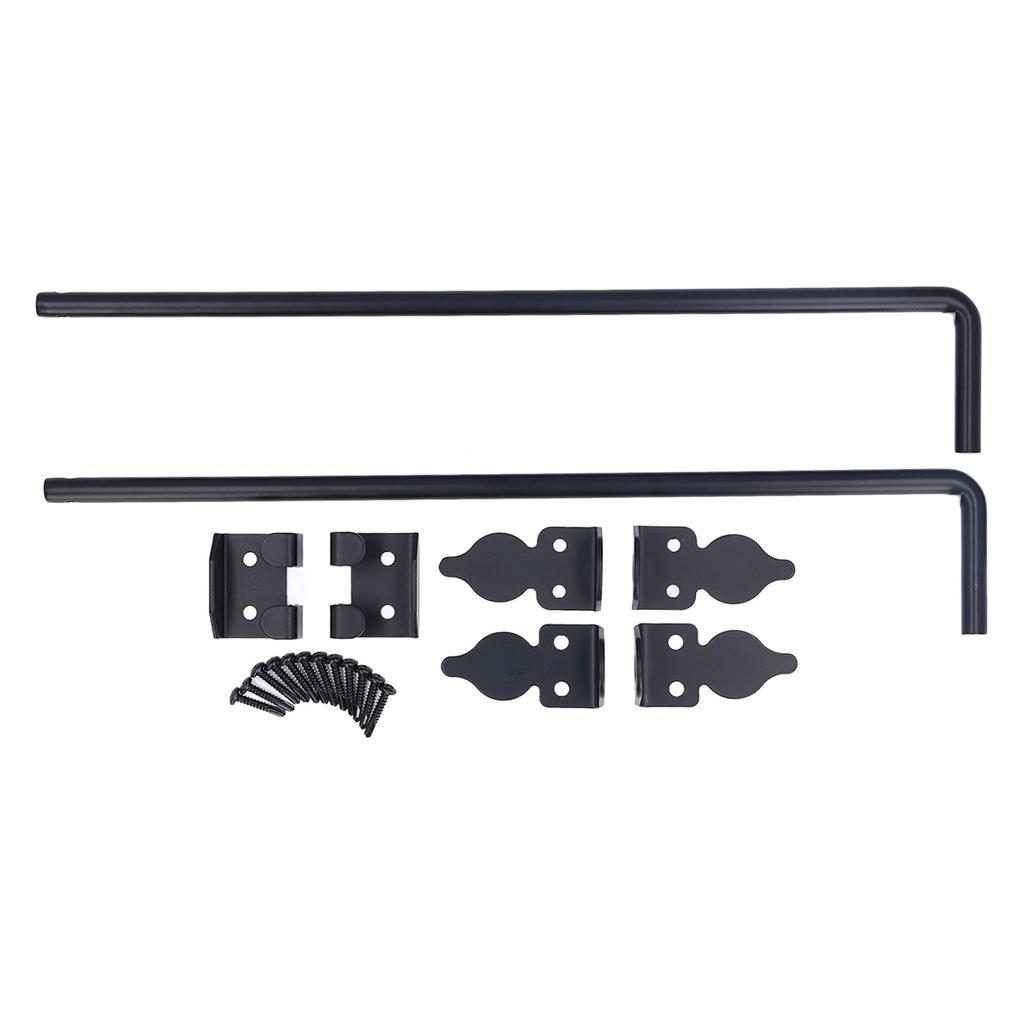 2pcs Door Drop Rod 18 Inch Heavy Duty Solid Steel Black Powder Coated Thicker Gate Ground Latch for for Single Double