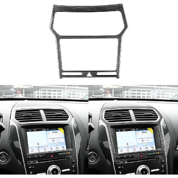 Real Carbon Fiber Car Central Navigation Screen Panel AC Outlet Vent Frame Sticker Compatible with Ford Explorer 2013 2014 2015 2016 2017 2018 2019