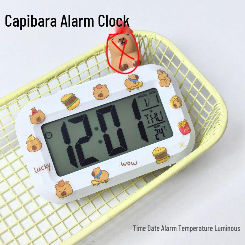 Capybara Cartoon Wooden DIY Creative Alarm Clock - High Appearance Mini Digital Clock 【Clock/Alarm/Timer】