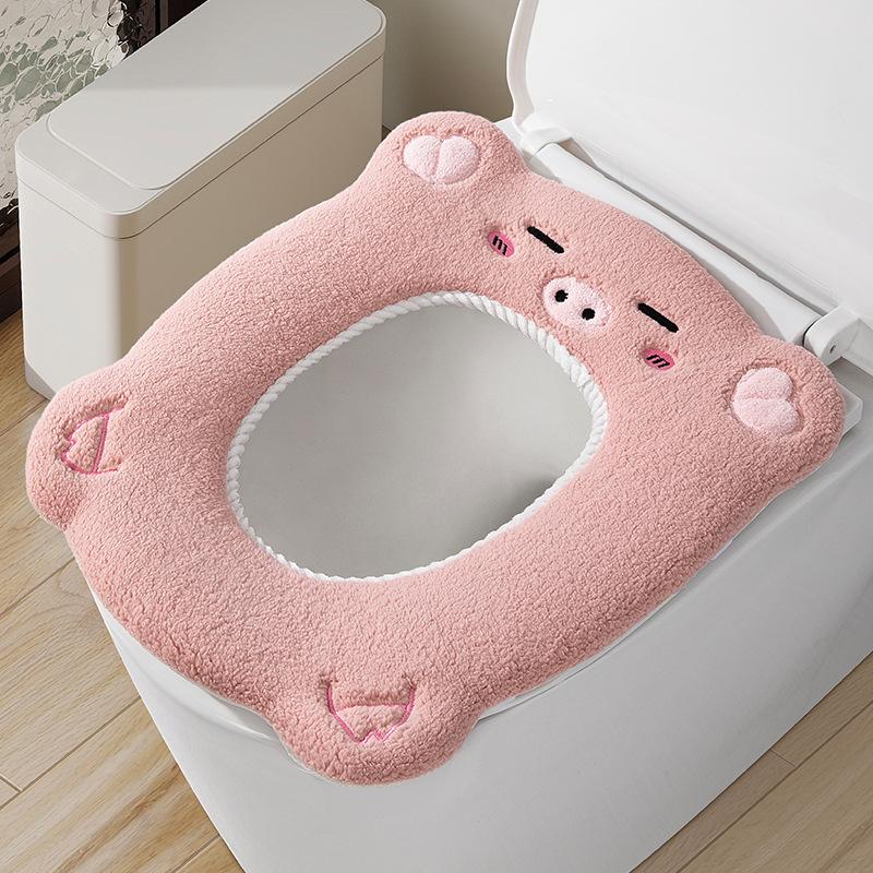 

Styling Pig with Handle Toilet Cushion Viscose Buckle Household Zipper Cushion