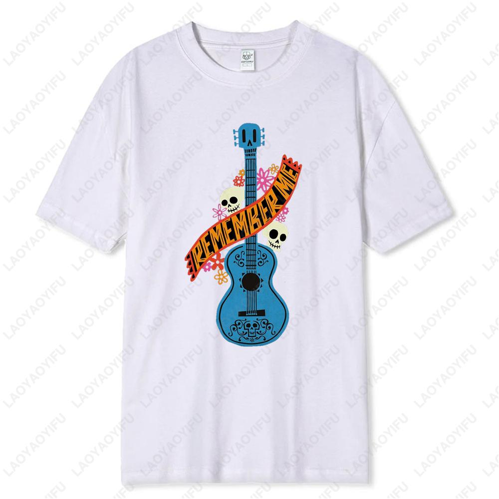 REMEMBER ME Happy Cinco De Mayo Day Mexico Skull Guitar Mens TShirt High Quality Cotton Print Tops Comfortable Soft Camisetas