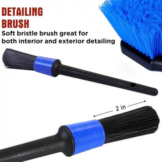 Stiff Bristle Tire Brush & Detail Brush Set -Heavy Duty Car Blue - Stiff Bristle