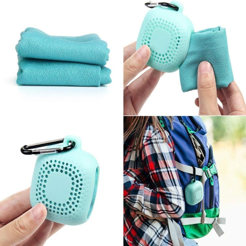 Soft Quick Drying Towel With Silicone Case Sports Towel For Fitness Jogging Swimming