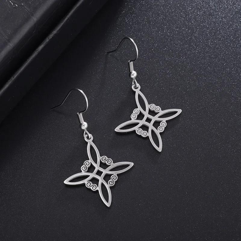 Fashion Charm Witch Knot Necklace Stainless Steel Irish Celtic Knot Pendant Witchcraft Amulet Magical Jewelry Gift for Girls