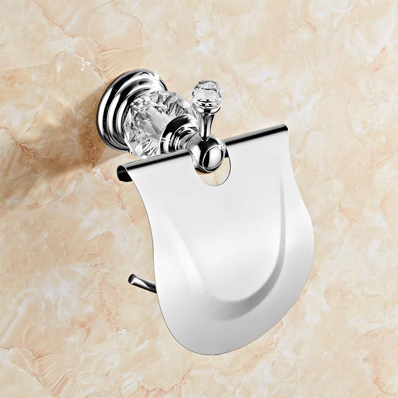 Kristall-Toilettenpapierhalter Chrom, Polierter Gold-Toilettenpapierhalter, Messing Kristall-Taschentuchhalter Badezimmerzubehör EL85486