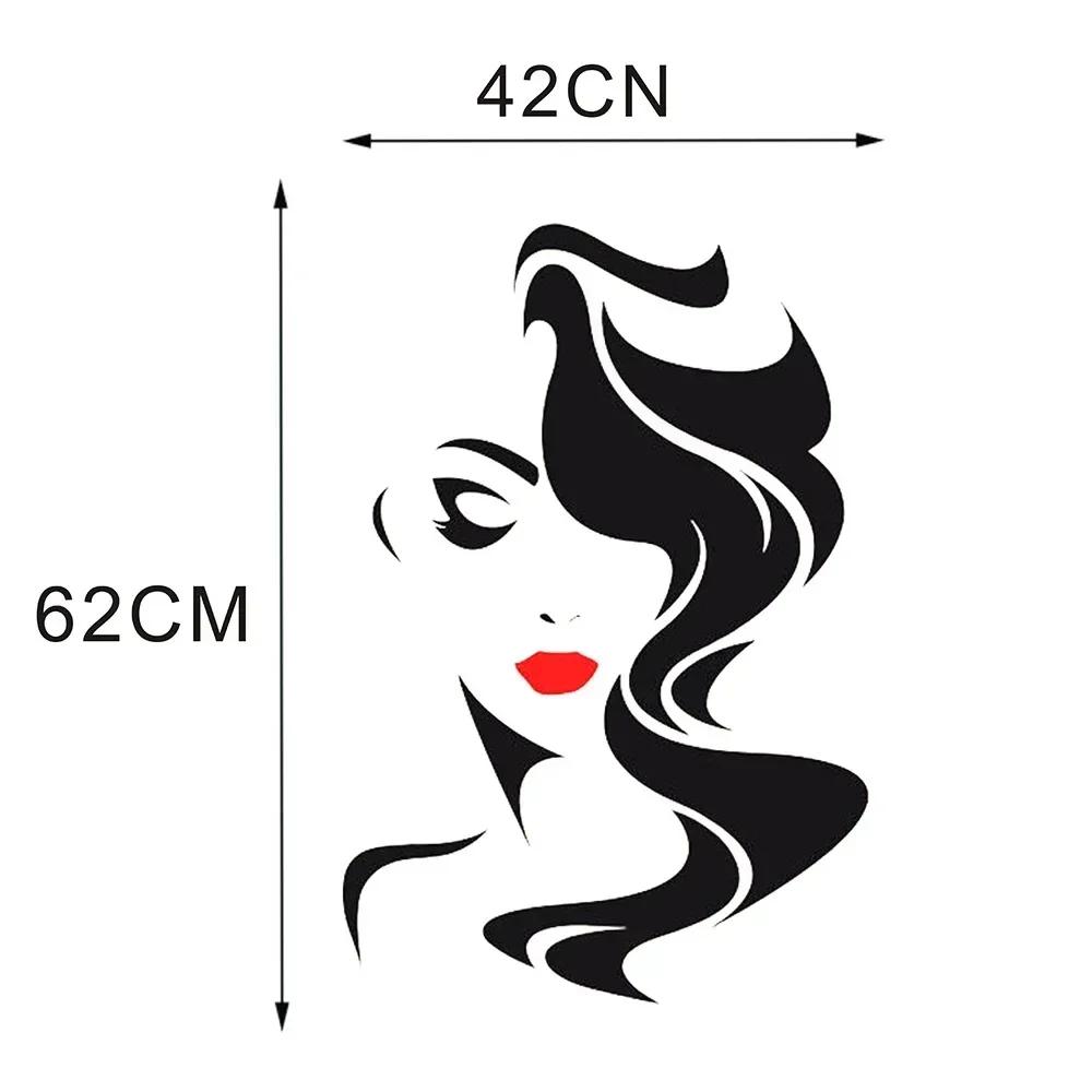 Beauty Female Face Wall Sticker Decal Beauty Studio Wallpaper Cosmetic Makeup Wall Art Sticker Mural Removable Salon Decoration