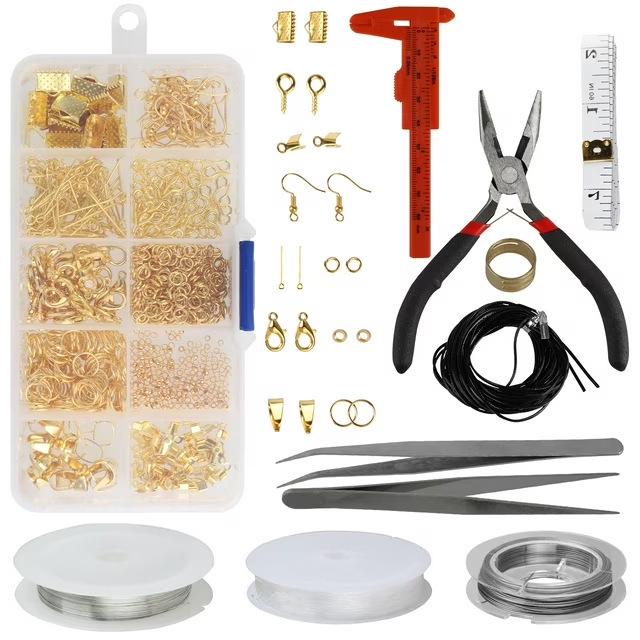 DIY Jewelry Accessories Kit: Single Ring Ear Hooks, Lobster Clasp, Bracelet & Necklace Making