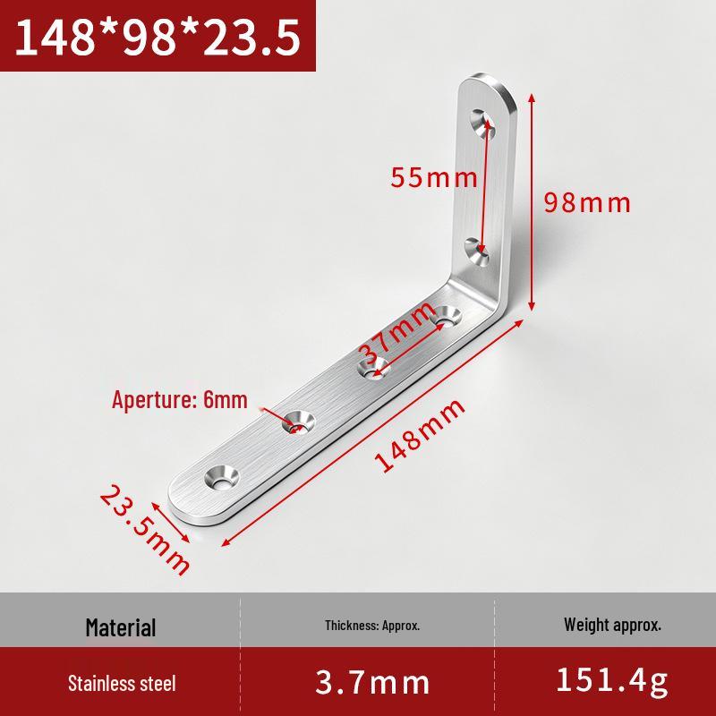 Reinforced 90° Stainless Steel L/T Bracket for Wooden Doors