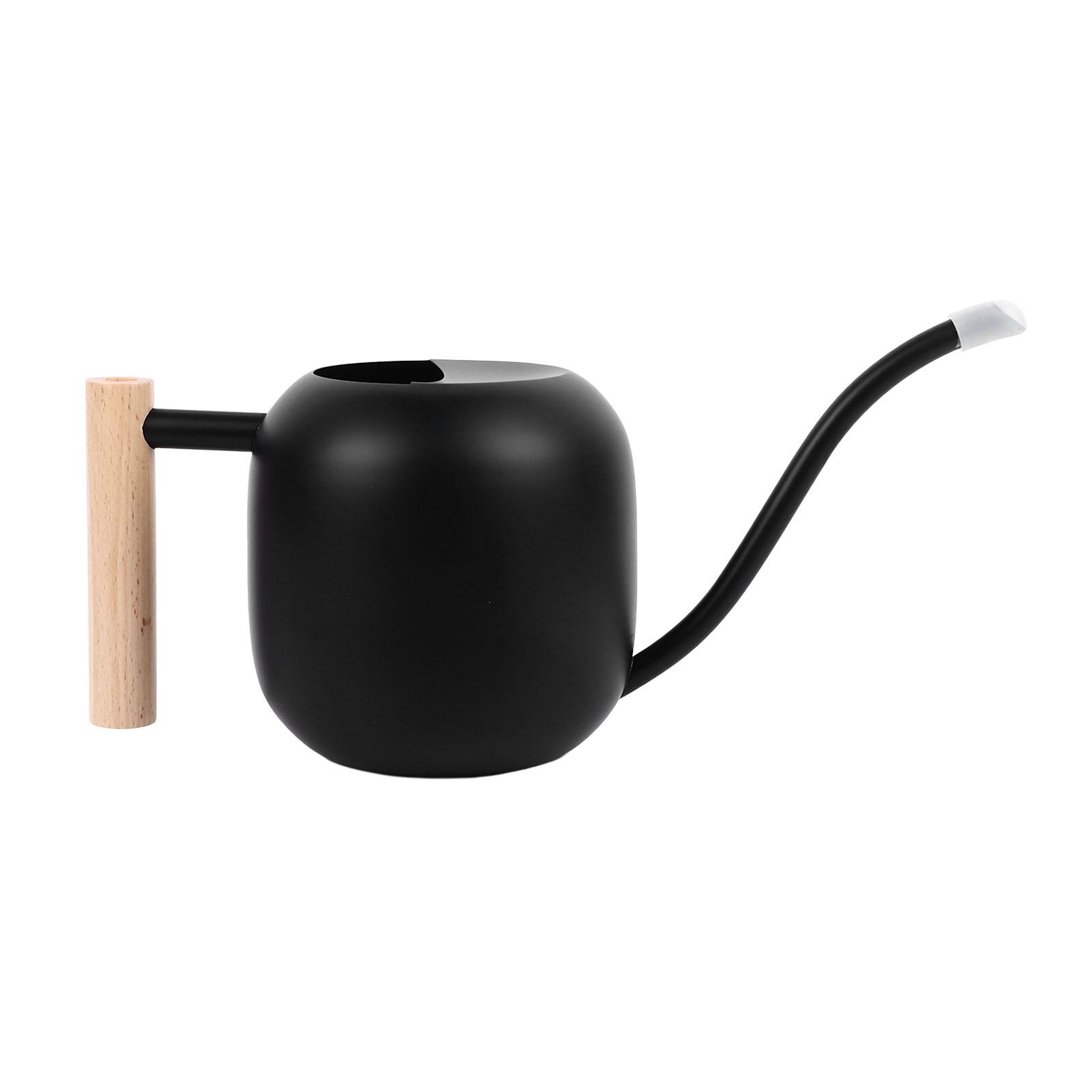Shoemst Unisex Metal Watering Can Wooden Handle Long Spout Watering Can Pot For Indoor House Plants Bonsai Outdoor Garden Flower 1.2L