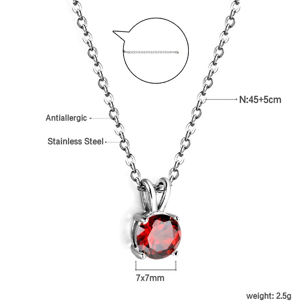 Simple Round White Diamond Pendant Necklace Elegant Versatile Collarbone Chain Jewelry For Women
