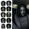2Pcs Black Car Seat Cover Scary Face Printing Car Headrest Protector Car Headrest Cover  Halloween