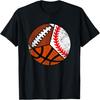 Camiseta Divertida de Esportes com Bola para Jogador de Futebol Baseball Basquete