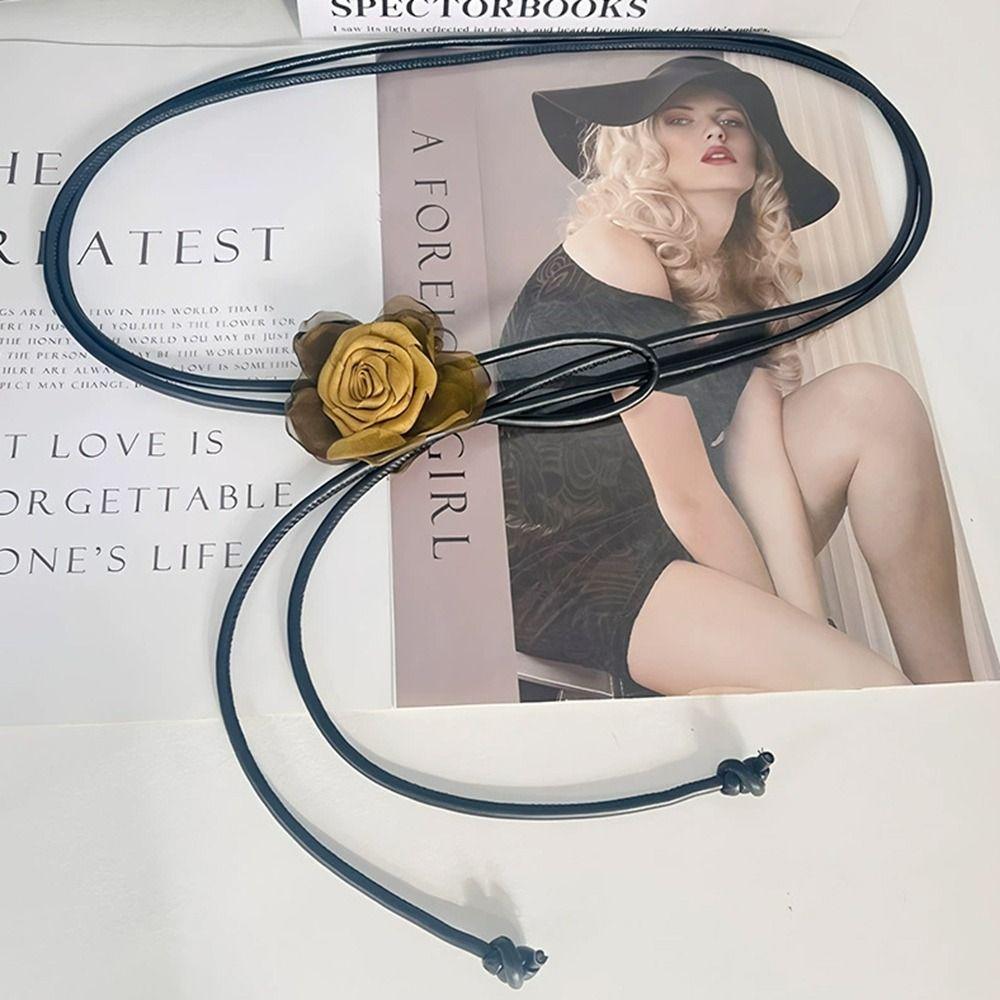 Fashion Ethnic Style Dry Rose Flower Belt High-end Retro Knotted Waist Rope Thin Waist Chain For Skirt Clothes Dress Jeans Coat