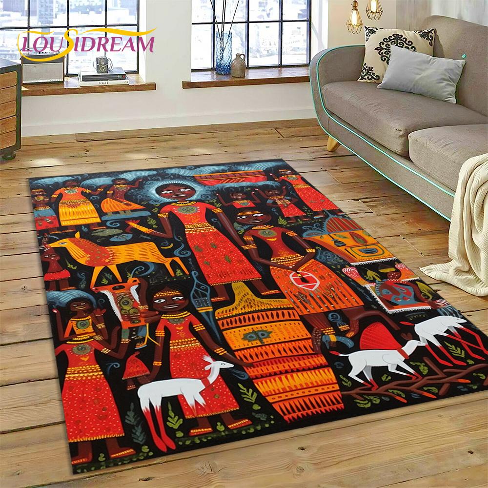 Cartoon Africa Ethiopian Custom Painting Art Carpet Rug for Bedroom Living Room Home Sofa Decoration,kids Large Decor Floor Mat