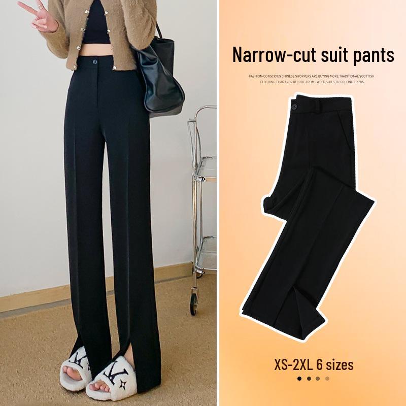 

Women s High-Waist Black Draping Pants, Slimming 2024 Summer Style with Slit, Straight and Wide-Leg Options. S for 89-99 lbs