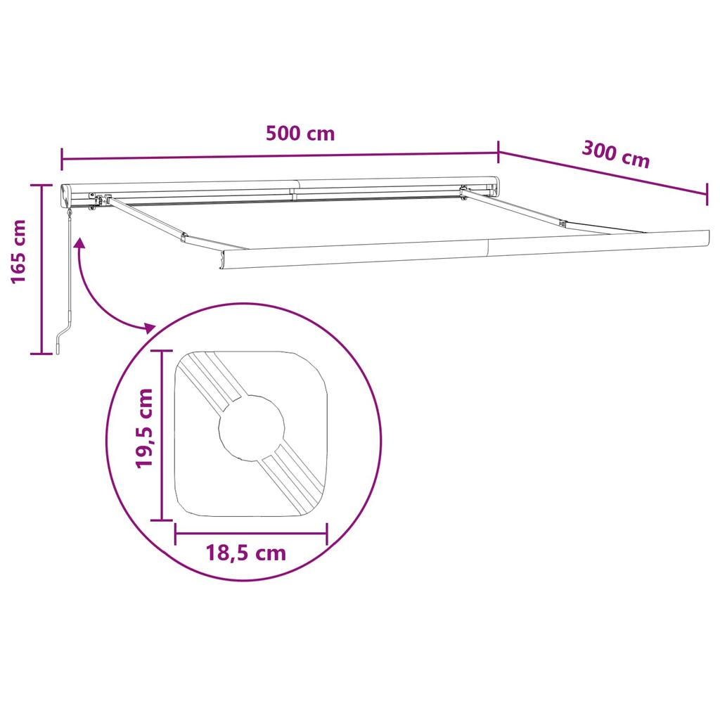 Retractable Awning Taupe 500 X 300 Cm Linen and Aluminum