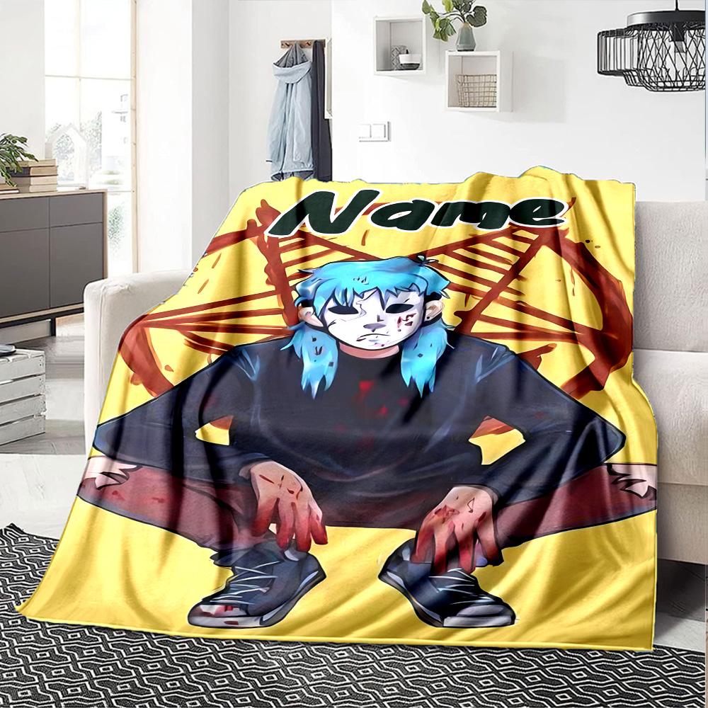 Customiz Name Personality Sally Face Blanket Soft &Warm Sofa Office Bed Travel Lunch Break Blanket, Gift Suitable All Seasons