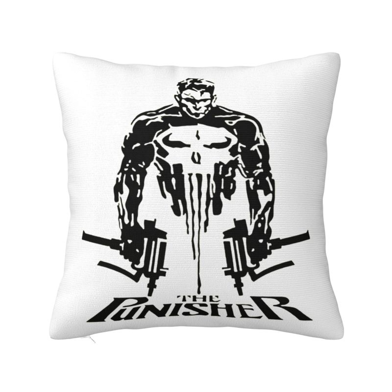 Custom Marvel Super Hero Punisher Skull Cushion Cover 40x40cm Comics Film Velvet Cute Throw Pillow Case for Sofa