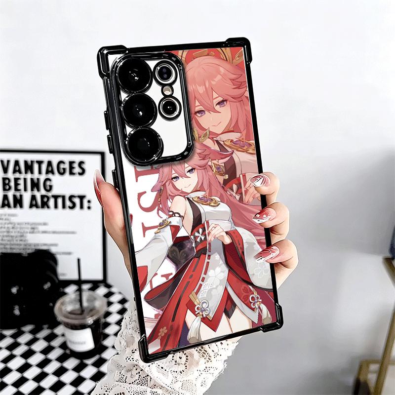 Genshin Impact Anime Plating Phone Case For Samsung Galaxy S24 S25 FE S26 Edge S23 Ultra S22 S21 Plus S20 Anti-Fall Airabag Cove