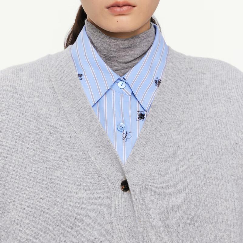 JNBY Women's 2024 Autumn V-Neck 100% Wool H-Type Cardigan