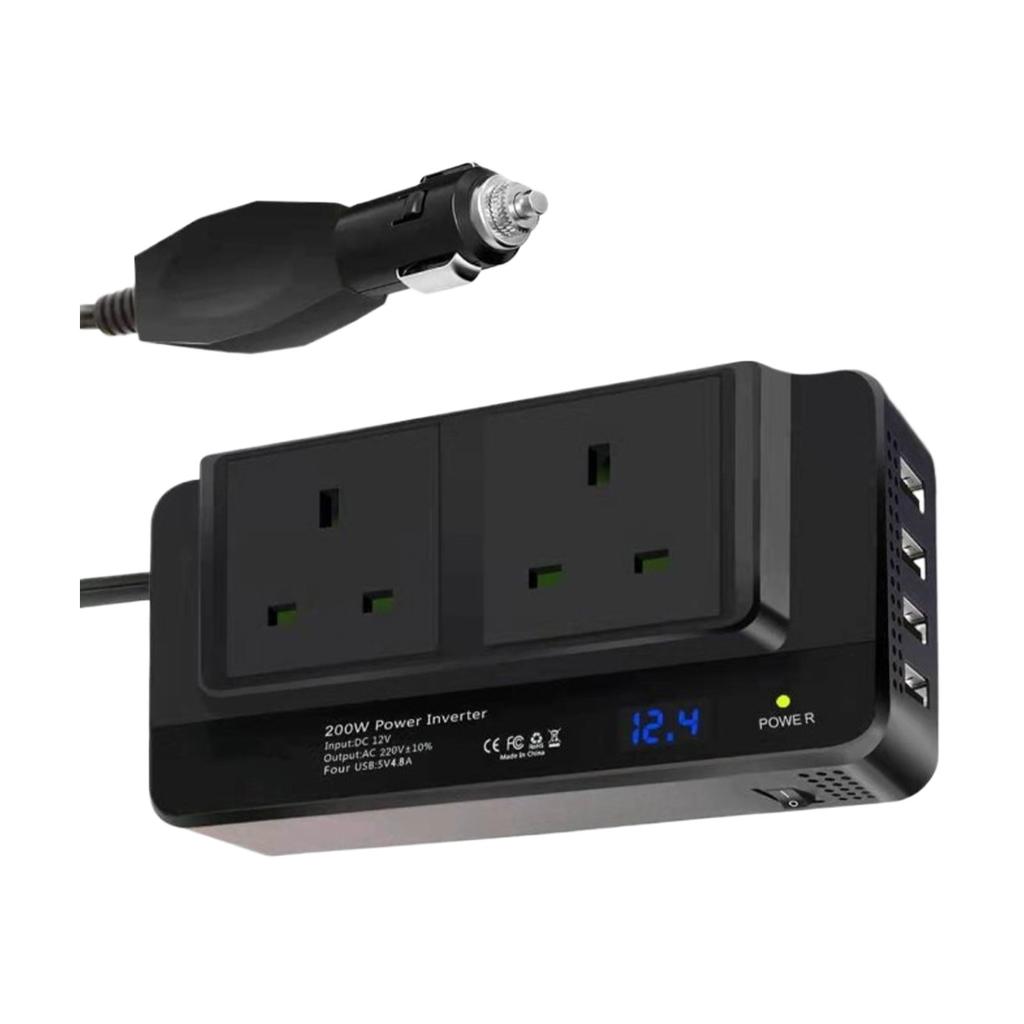 Car Power Inverter With Sturdy Plastic Shell Fast Heat Dissipation User-friendly Power Converter