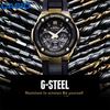 Casio G-Steel Series S Round Dual Display Urban Fashion Shock Resistant Waterproof Solar Powered Quartz Movement Resin Strap Men watches GST-S300G-1A9